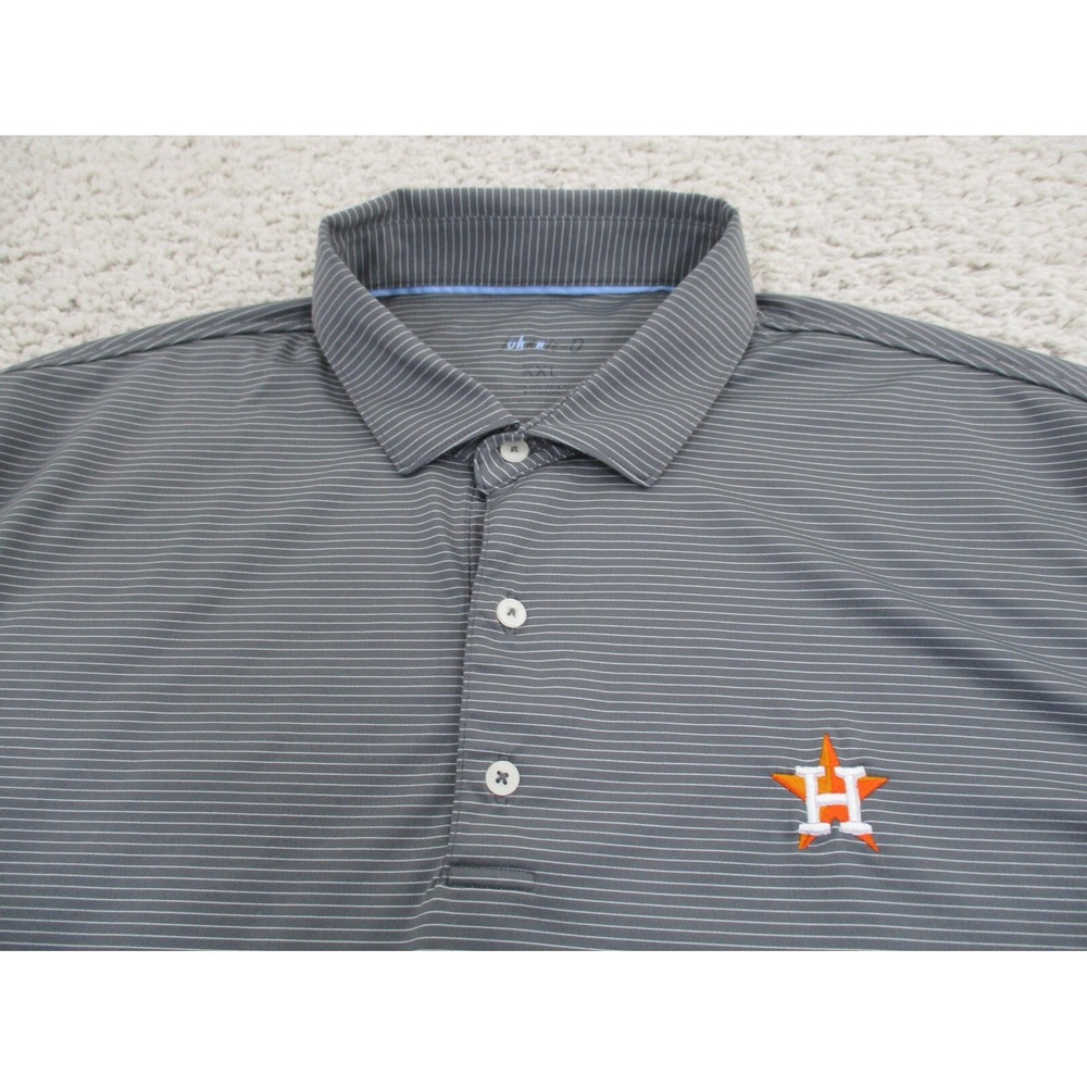 Houston Astros Shirt Mens 2XL XXL‎ Gray Polo Johnnie O Performance Embroidered